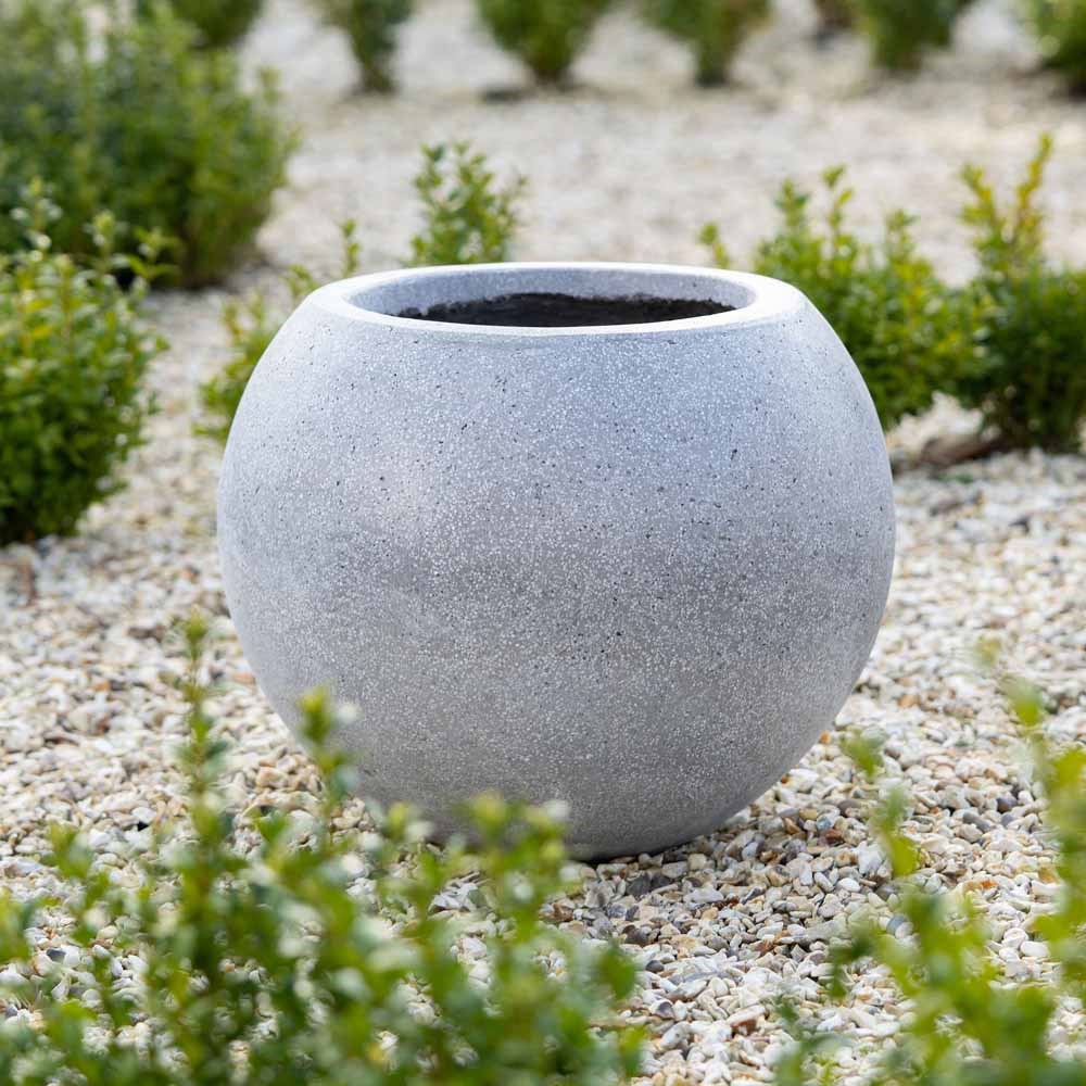 32cm Fiberstone Sphere Planter in Grey