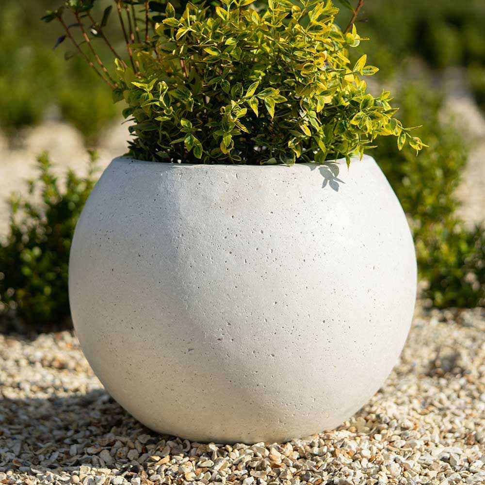 32cm Fiberstone Sphere Planter in White