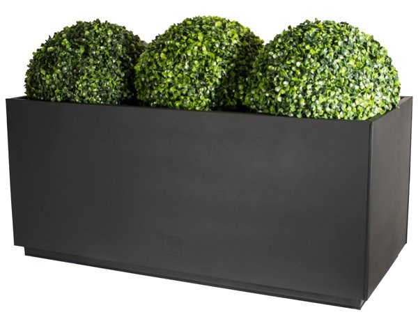 L100cm Zinc Galvanised Kick-Bottom Trough Planter in Black by Primrose™