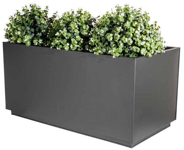 L80cm Zinc Galvanised Kick-Bottom Trough Planter in Black by Primrose™