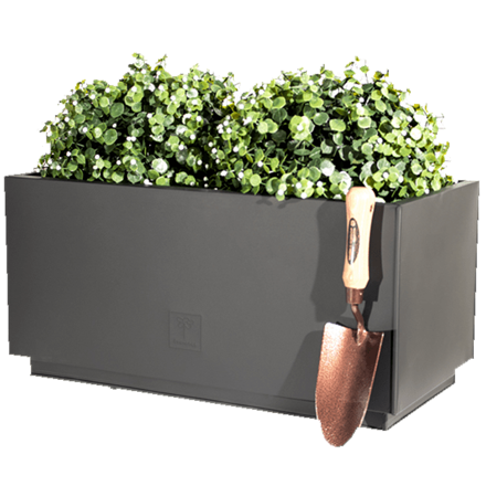 L60cm Zinc Galvanised Kick-Bottom Trough Planter in Black by Primrose™