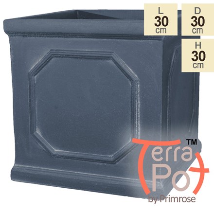 H30cm Chelsea Lead Effect Framed Cube Pot - By Terra Pot™