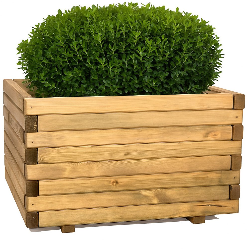 Natural Wooden Raised Square Planter