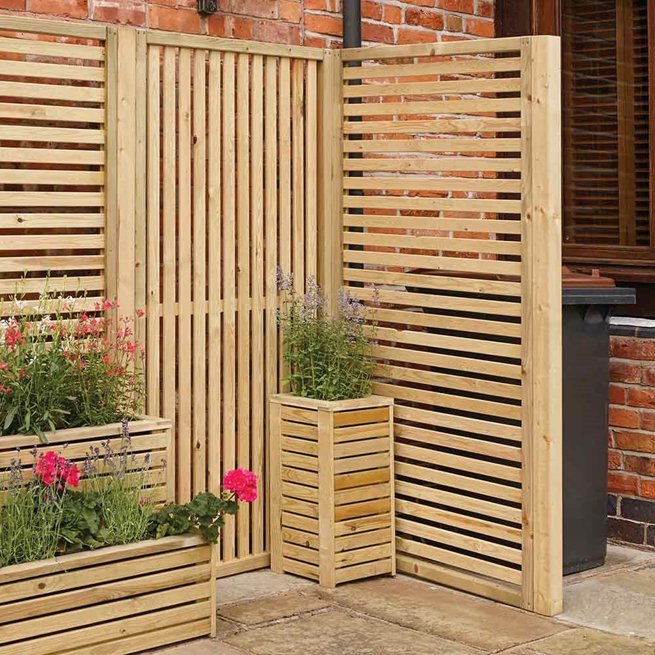 H1.80m (5ft 10in) Wooden Slat Panel Pack of 4 by Rowlinson®