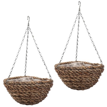 Set of Two 36cm Rafiki Hanging Basket Planters by Smart Garden