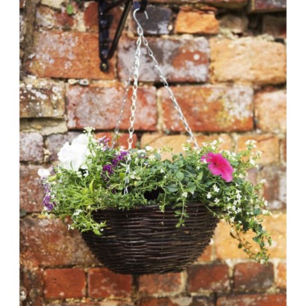40cm Rattan Hanging Basket Planter - by Smart Garden