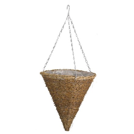 30cm Country Rattan Hanging Cone Planter - by Smart Garden