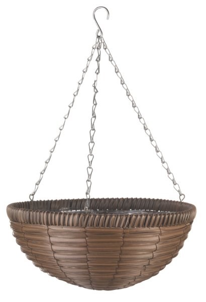 36cm Faux Rattan Chestnut Brown Hanging Basket Planter - by Smart Garden