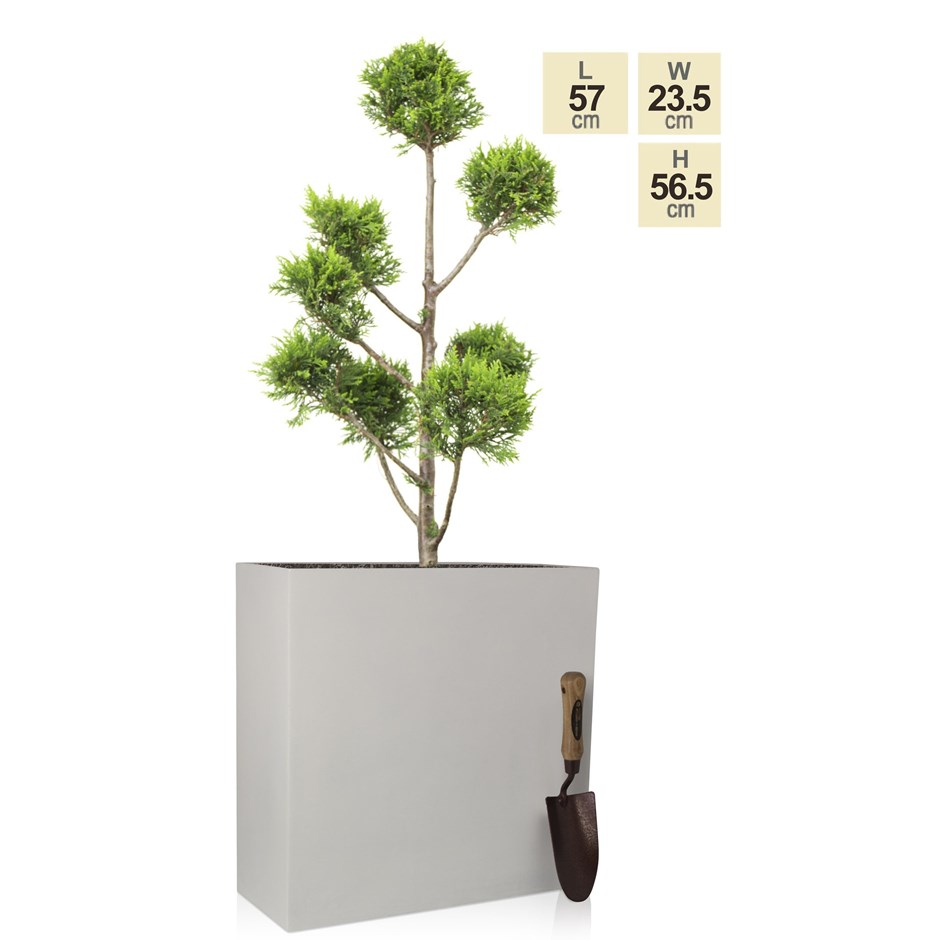 White Fiberecotta Trough Planter With Insert
