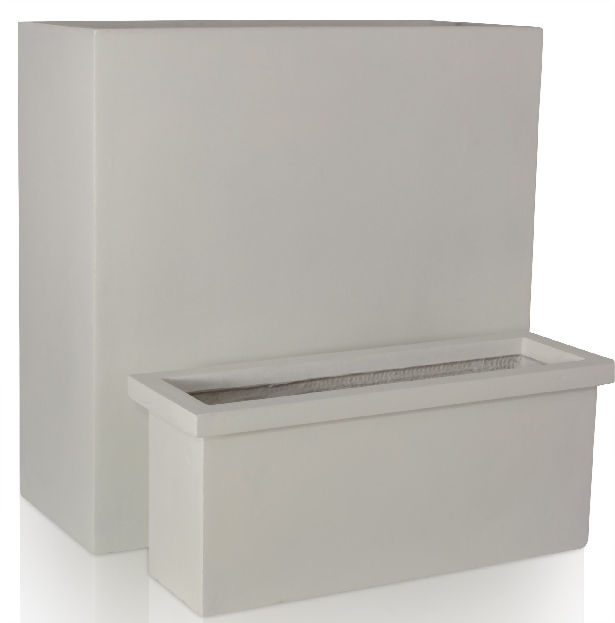 White Fiberecotta Trough Planter With Insert