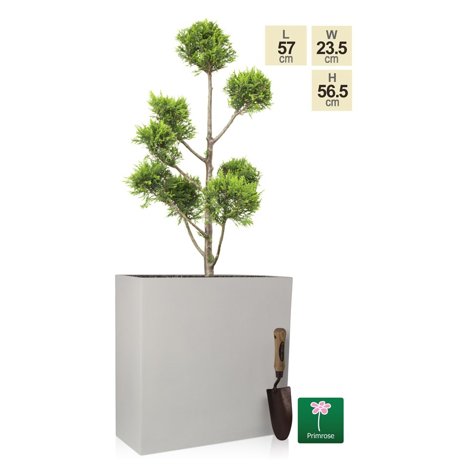 White Fiberecotta Trough Planter With Insert