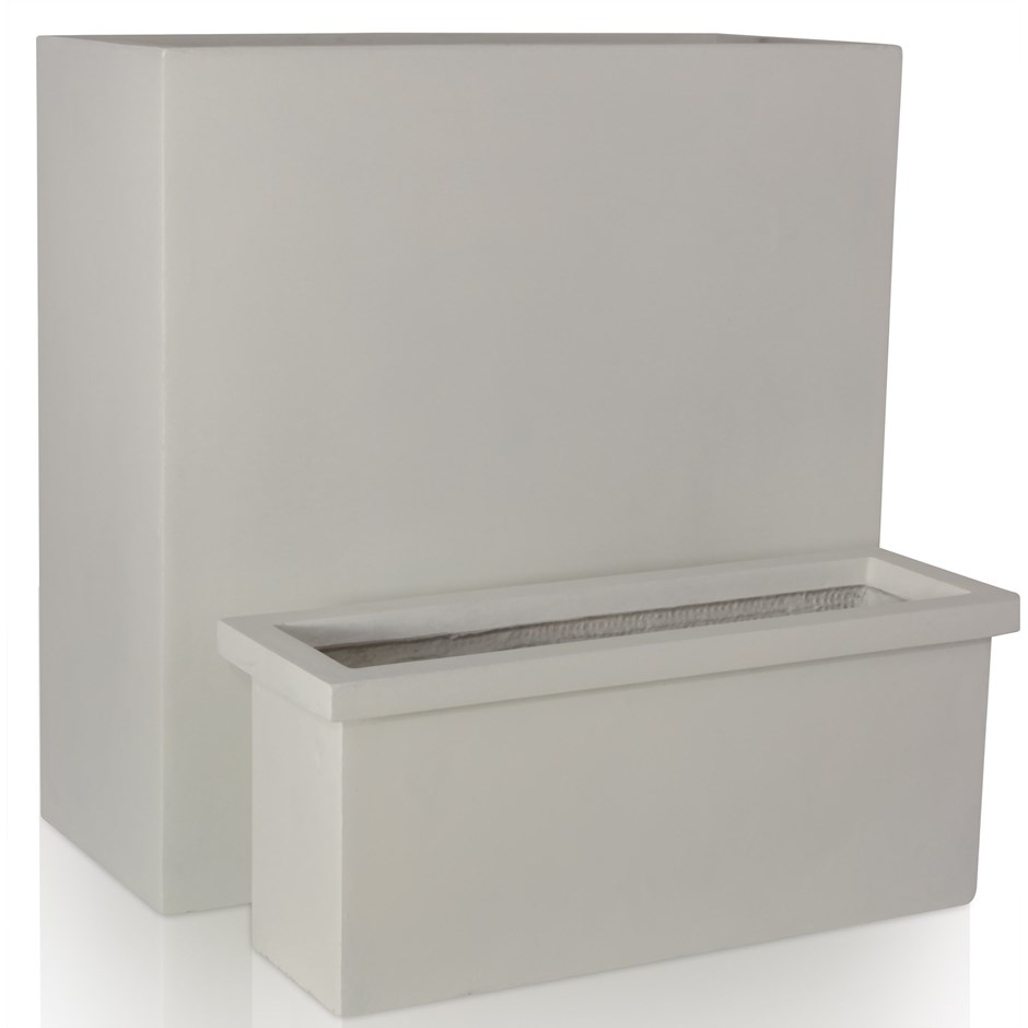 White Fibrecotta Tall Trough Planter With Insert