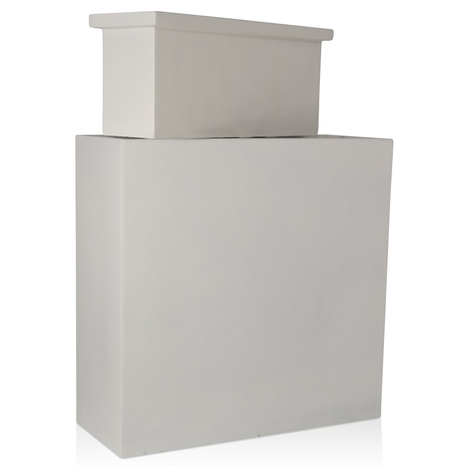 White Fibrecotta Tall Trough Planter With Insert