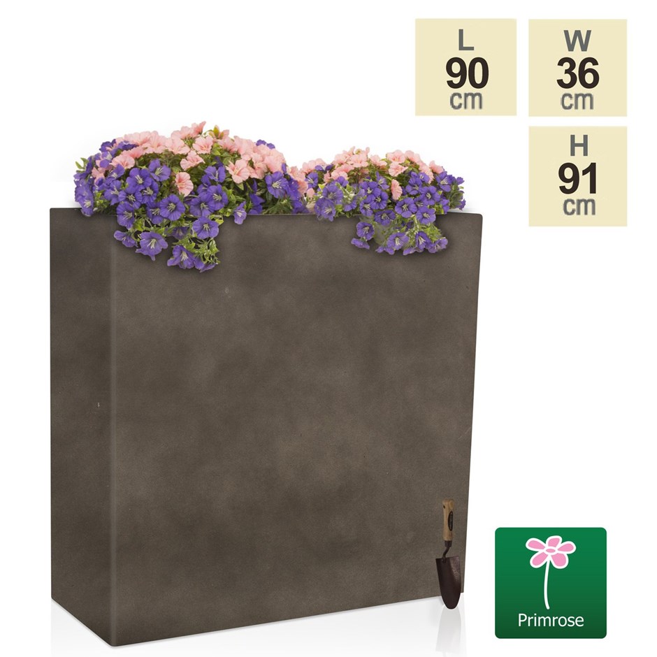 White Fibrecotta Tall Trough Planter With Insert