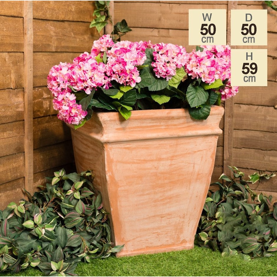 59cm Terracotta Tapered Square Planter