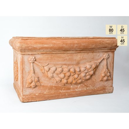 W80cm Large Terracotta Trough With Detail