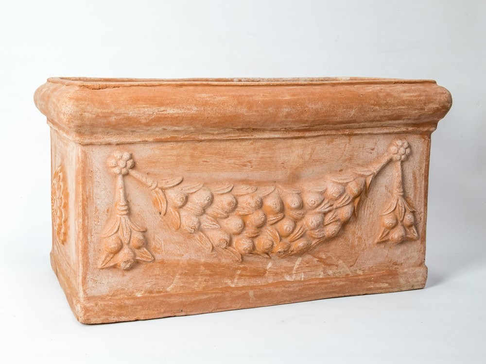W80cm Large Terracotta Trough With Detail