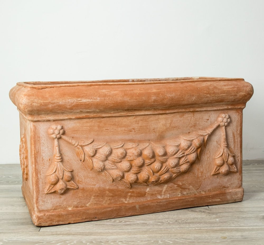 W80cm Large Terracotta Trough With Detail