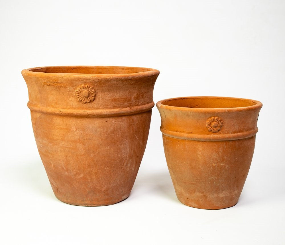 Flower Motif Terracotta Round Planter