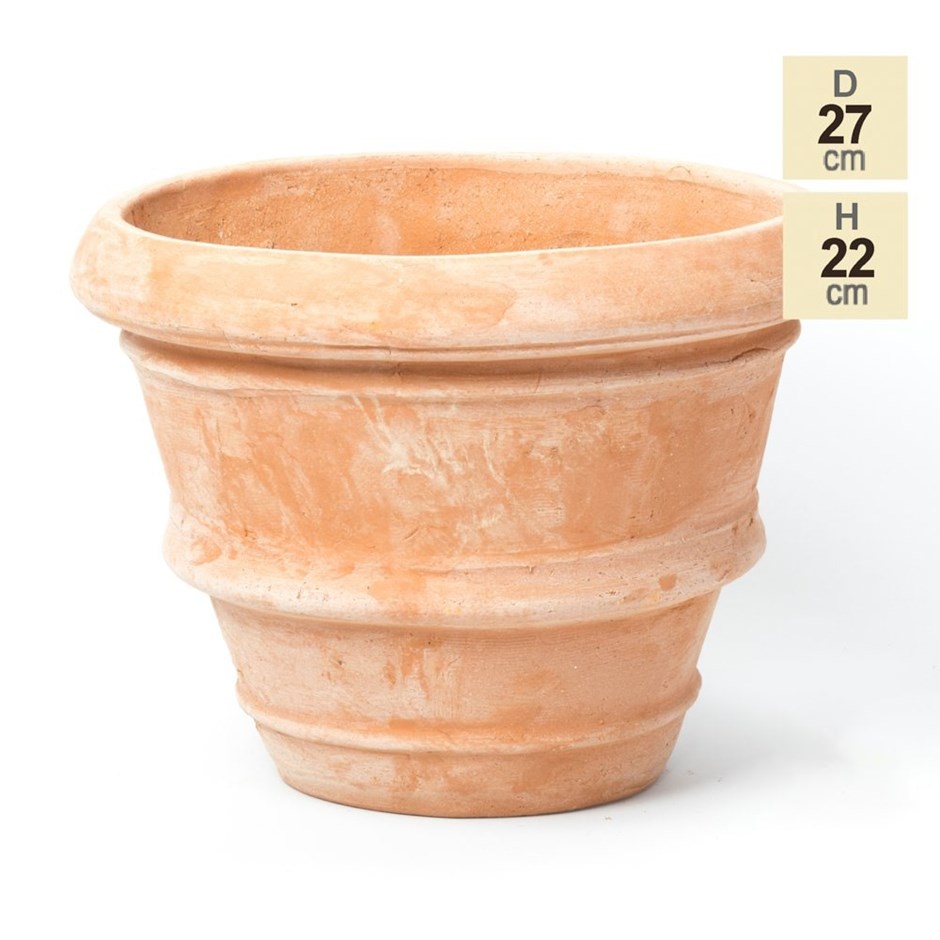 22cm Terracotta Rolled Rim Round Planter