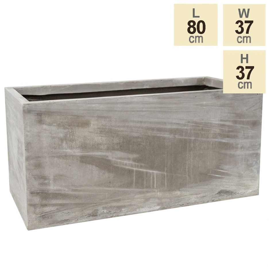 80cm Cement Effect Fibrecotta Trough Planter