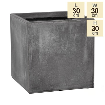 30cm Fibrecotta Medium Cement Cube Pot