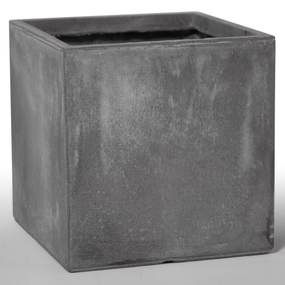 23cm Fibrecotta Small Cement Finish Cube Pot