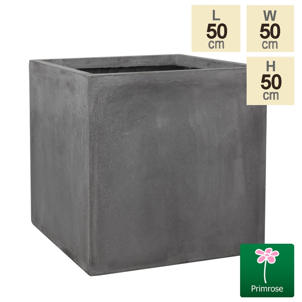 50cm Fibrecotta XL Cement Finish Cube Planter