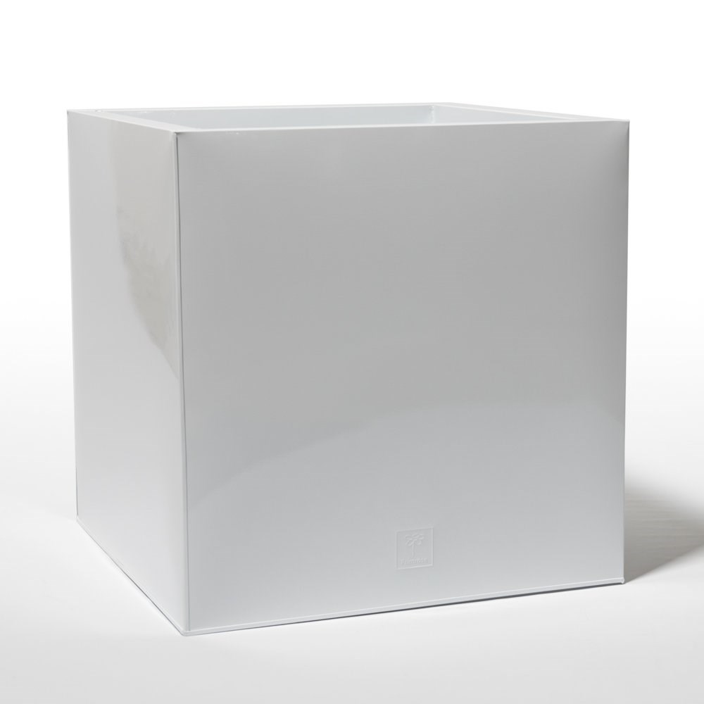 60cm Cube Zinc White Gloss Dipped Galvanised Planter