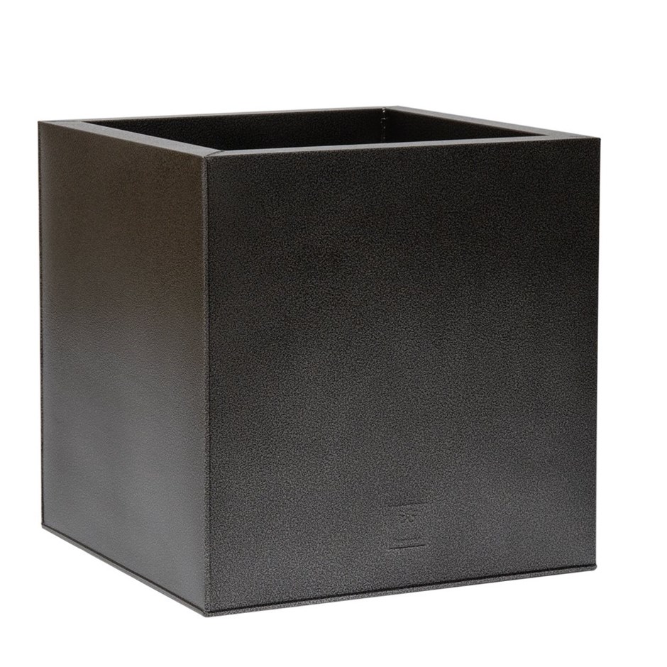 50cm Cube Zinc Silver & Black Textured Dipped Galvanised Planter