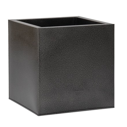 40cm Cube Zinc Silver & Black Textured Dipped Galvanised Planter