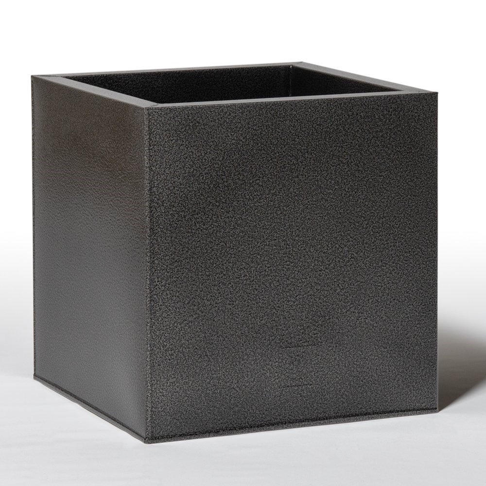 40cm Cube Zinc Silver & Black Textured Dipped Galvanised Planter