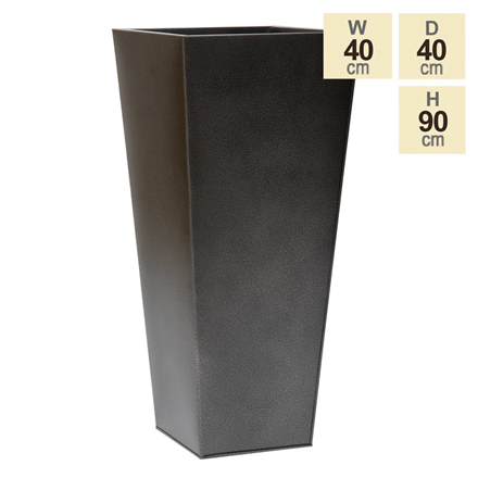 90cm Flared Square Zinc Silver & Black Textured Dipped Galvanised Planter