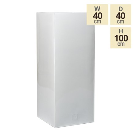 100cm Tall Cube Zinc White Gloss Dipped Galvanised Planter