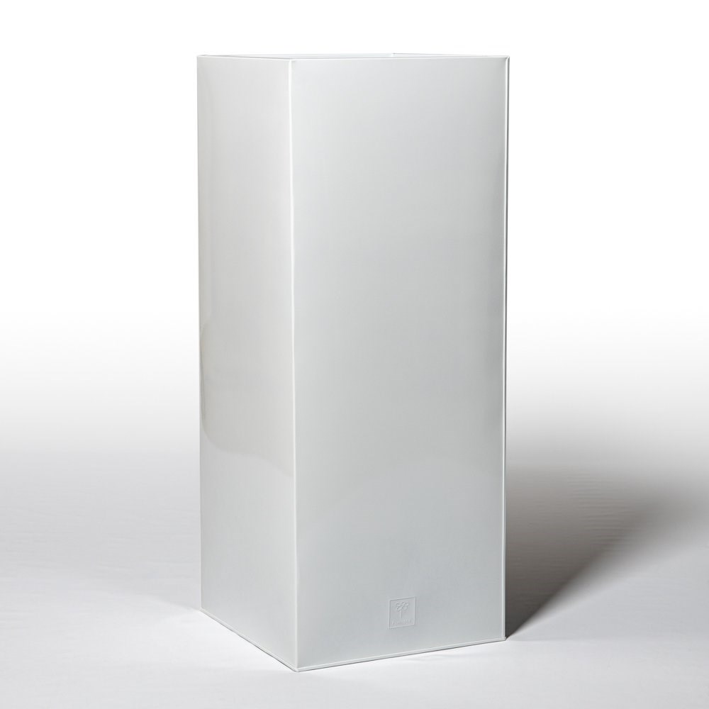 100cm Tall Cube Zinc White Gloss Dipped Galvanised Planter