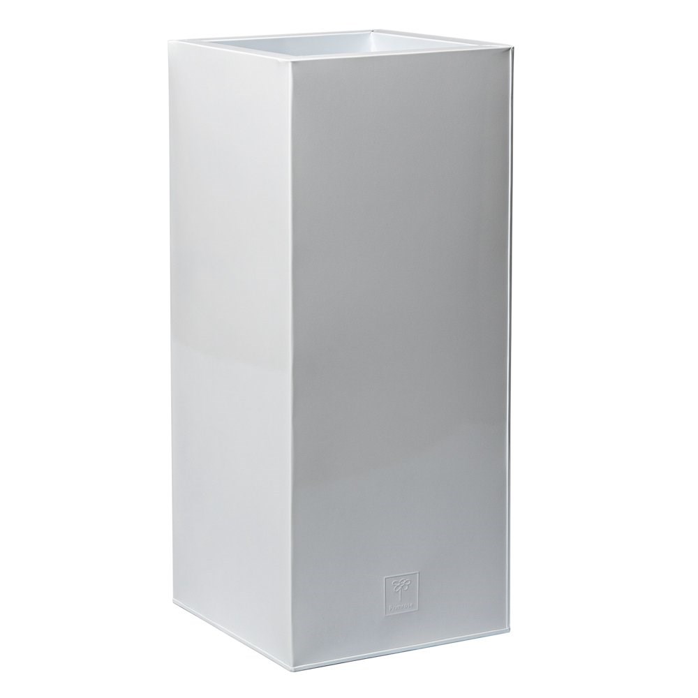 75cm Tall Cube Zinc White Gloss Dipped Galvanised Planter