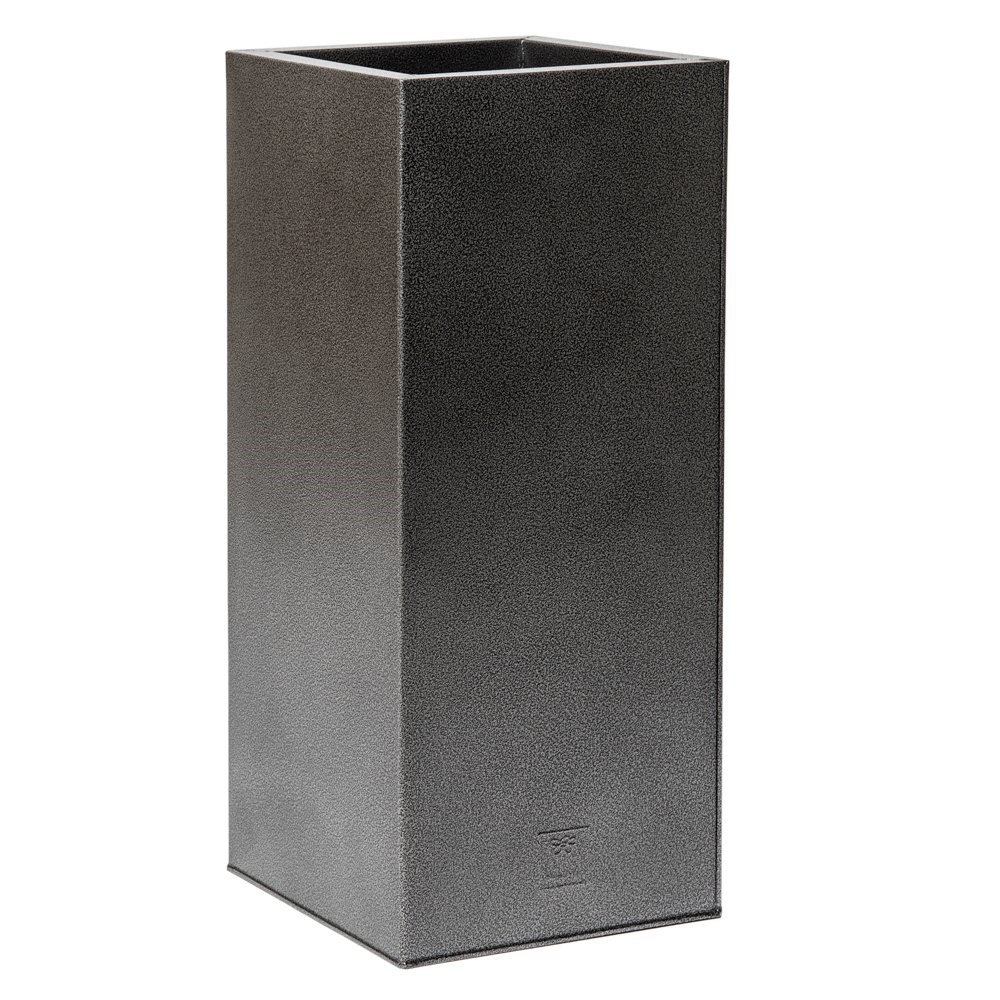 75cm Tall Cube Zinc Silver & Black Textured Dipped Galvanised Planter