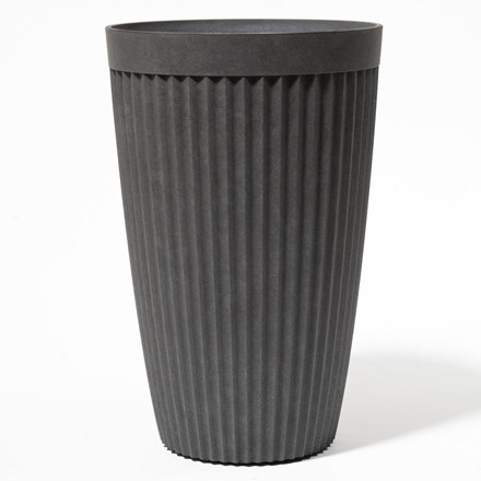 60cm Tall Round Grey Textured Planter