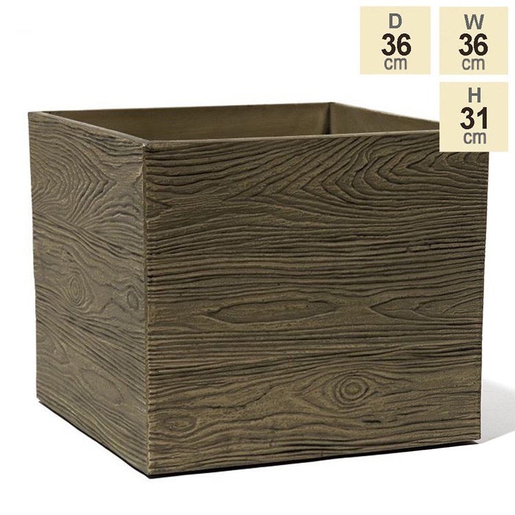 Wood Effect Resin Square Planter