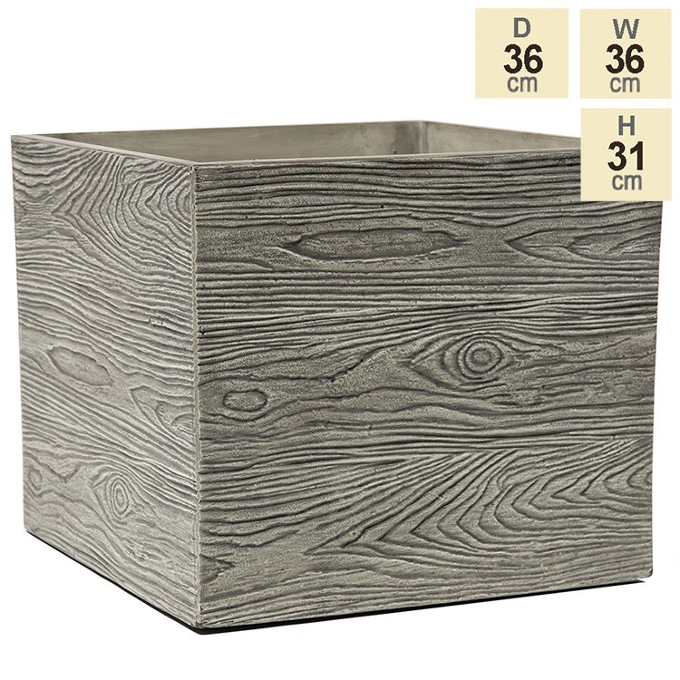 Wood Effect Resin Square Planter