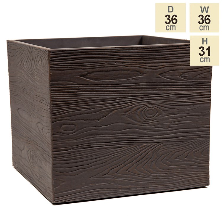 Wood Effect Resin Square Planter