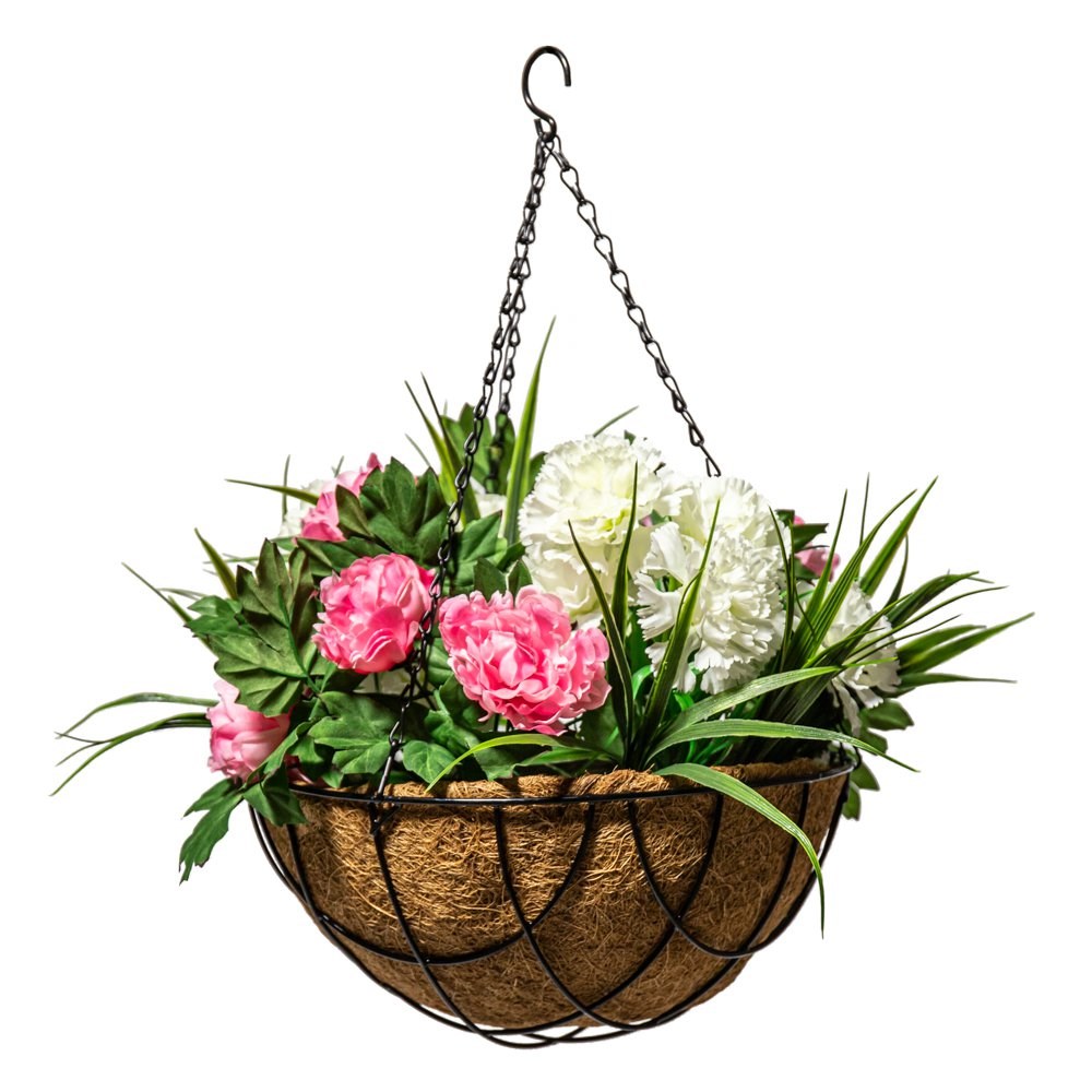 25.5cm Wire Criss Cross Hanging Basket with Coco Liner