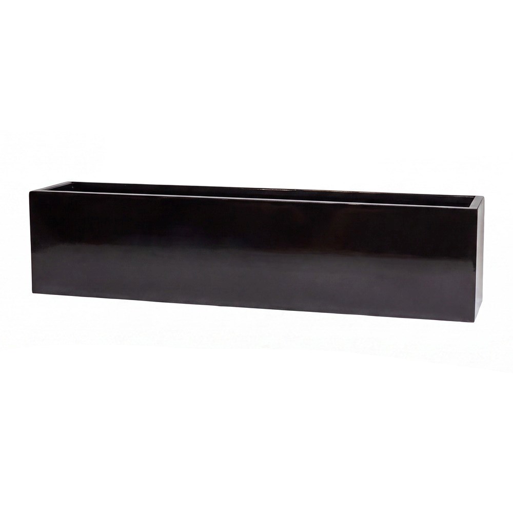 Black Gloss Fibrestone Low Trough Planter