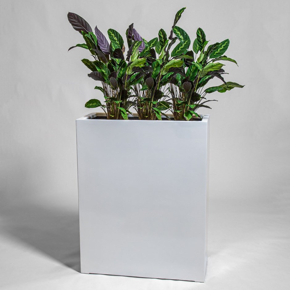 100cm White Gloss Polystone High Trough Planter