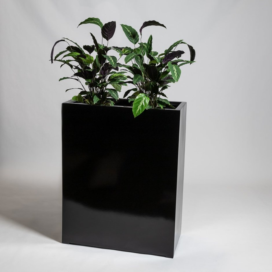100cm Black Gloss Polystone High Trough Planter