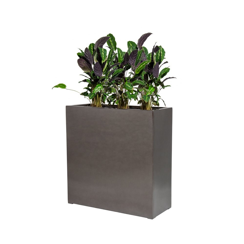 80cm Metallic Grey Polystone High Trough Planter