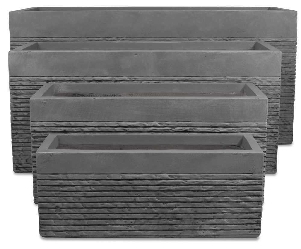 L80cm Large Light Grey Fibrecotta Brick Design Trough Planter - By Primrose™