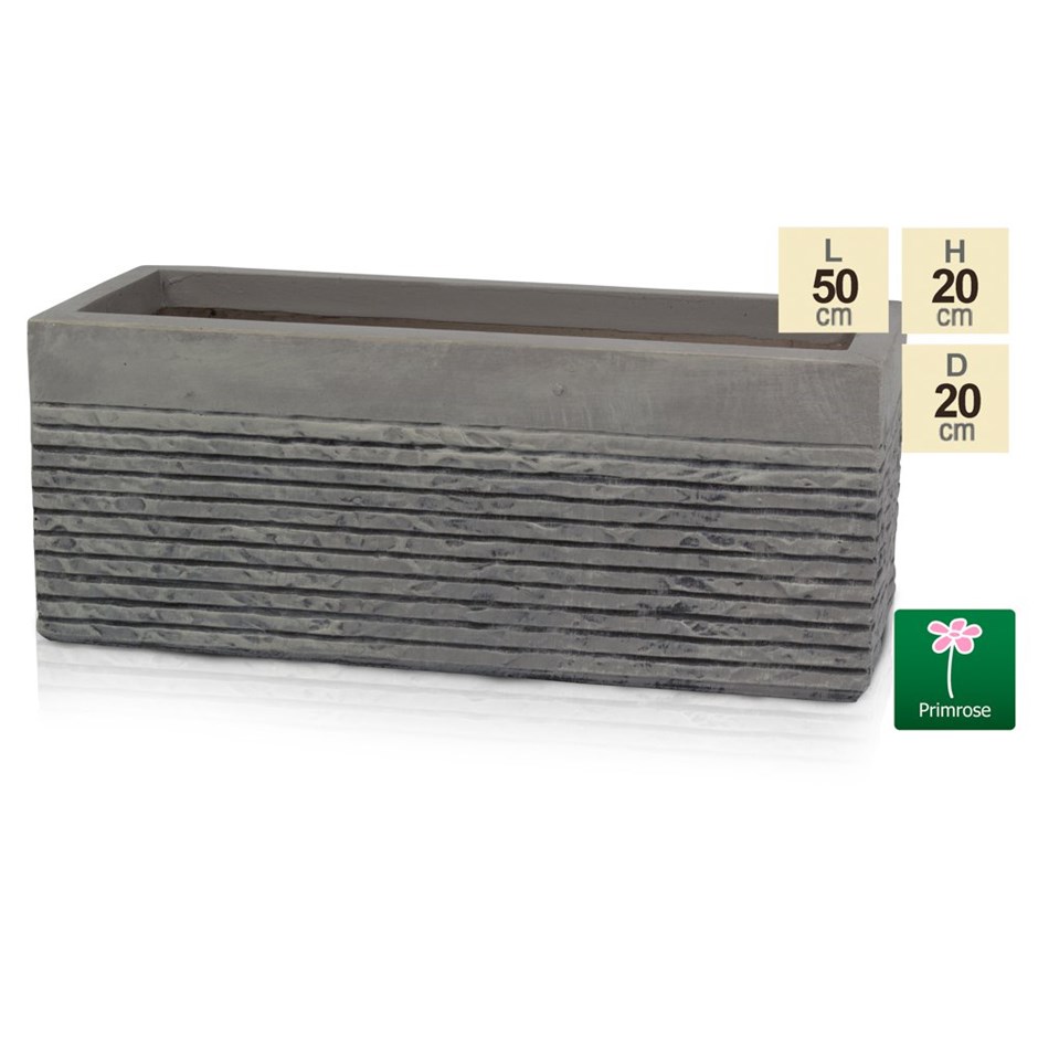 L50cm Small Light Grey Fibrecotta Brick Design Trough Planter - By Primrose™