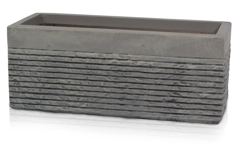 L50cm Small Light Grey Fibrecotta Brick Design Trough Planter - By Primrose™
