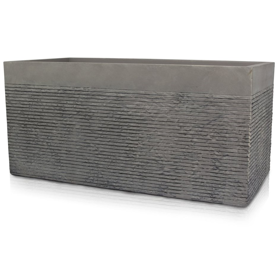 100cm Light Grey Fibrecotta Textured Trough Planter